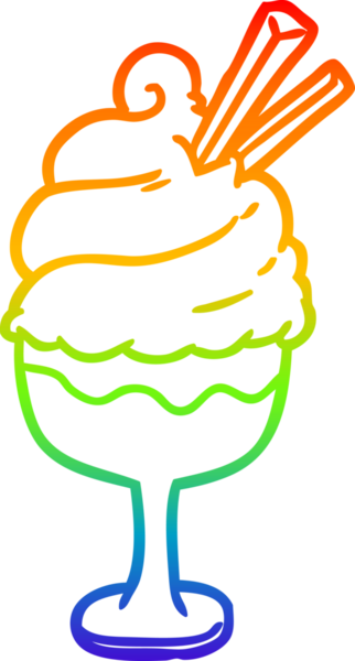 Bir insan tarafından çizilmiş bir dondurma tatlısının gradyan çizgisi