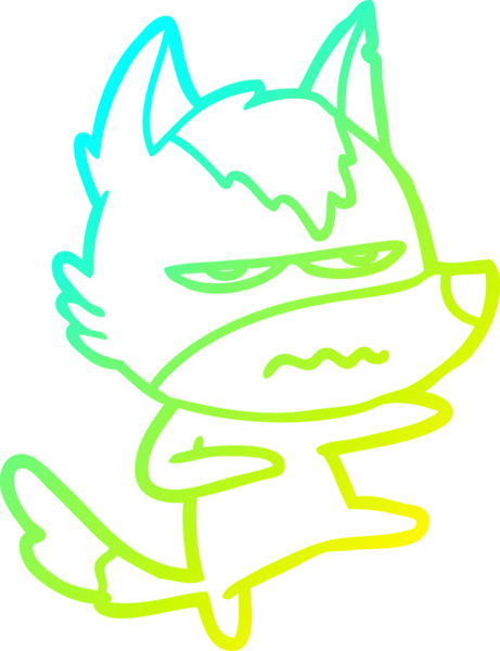 Bir insan tarafından çizilmiş, kızgın bir kurdun soğuk çizgi çizimi.