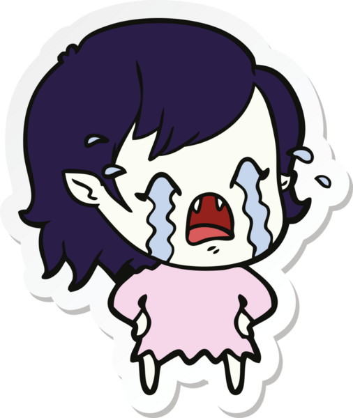Bir insan tarafından çizilmiş ağlayan vampir bir kızın çıkartması.