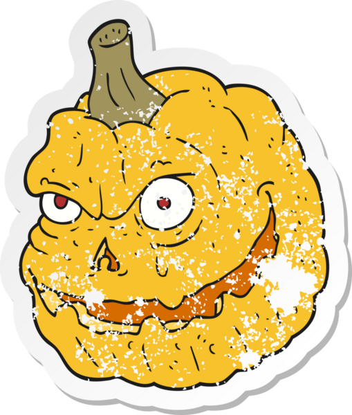 Bir insan tarafından çizilmiş ürkütücü balkabağı çizgi filminin gerilimli yapıştırması.