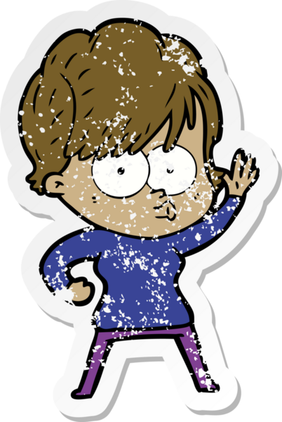 Bir insan tarafından çizilmiş karikatür bir kadının sıkıntılı çıkartması.