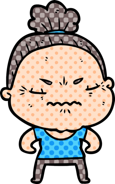 Çizgi film bir insan tarafından çizilmiş yaşlı bir kadın tarafından rahatsız edildi.