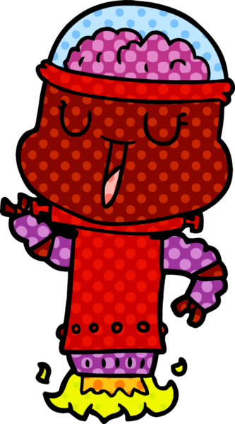 Bir insan tarafından çizilmiş mutlu çizgi film robotu