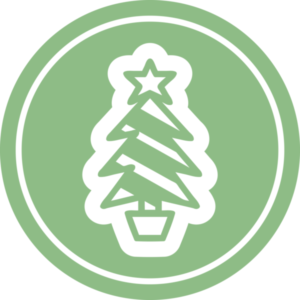 Noel ağacı dairesel simgesi bir insan tarafından çizilmiş.