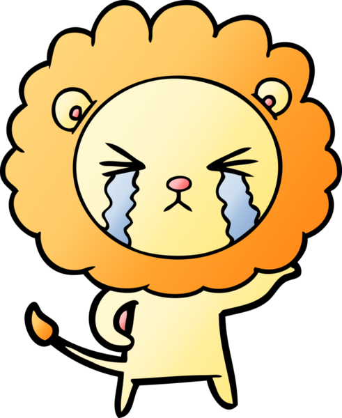 Bir insan tarafından çizilmiş ağlayan bir aslan.