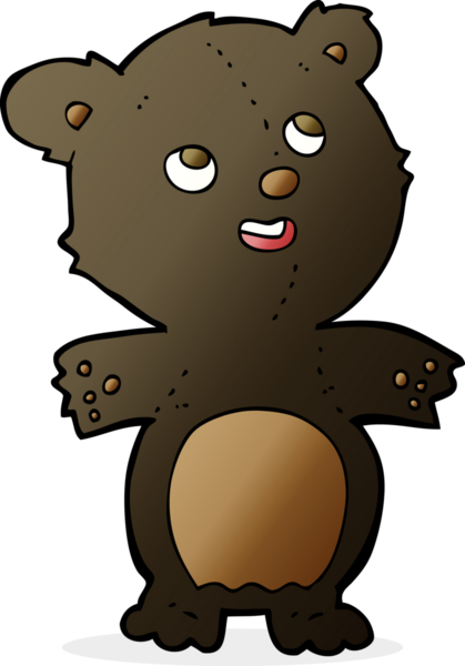 Bir insan tarafından çizilmiş mutlu küçük siyah ayı.