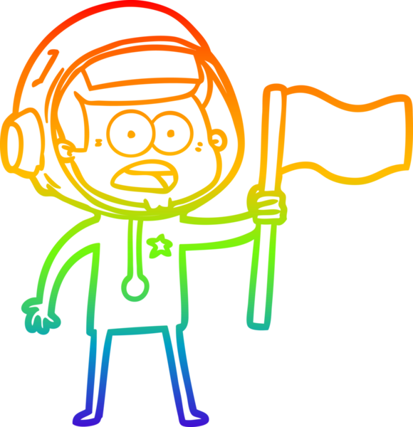 Gökkuşağı gradyan çizgi çizimi bir insan tarafından çizilmiş bir astronot için sürpriz oldu.