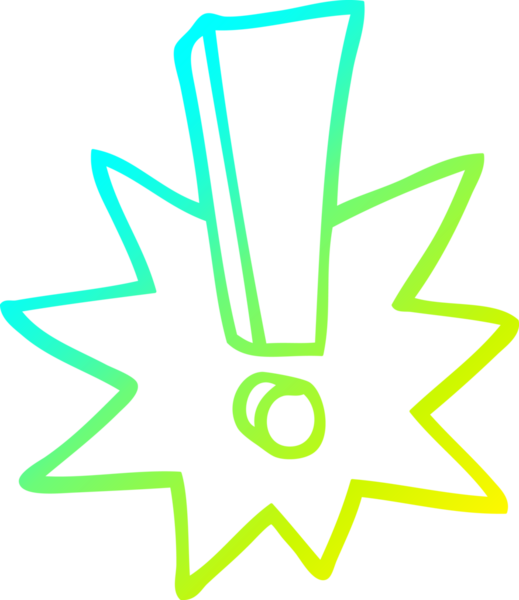 Bir insanın çizdiği karikatür ünlem işaretinin soğuk gradyan çizgisi.