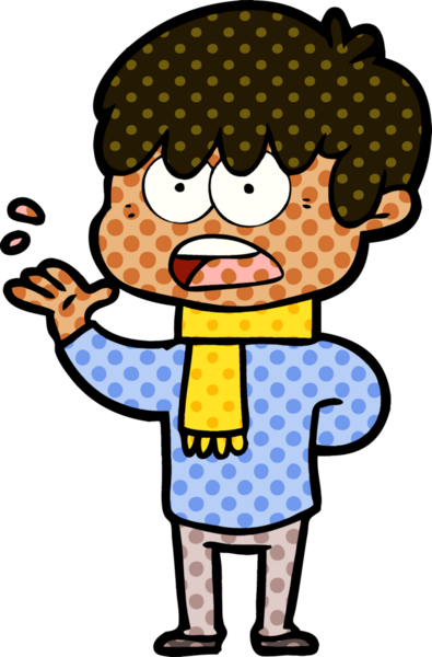 Bir insan tarafından çizilmiş endişeli çizgi film çocuğu.