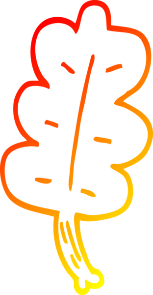 Bir insan tarafından çizilen çizgi film yaprağının sıcak gradyan çizimi