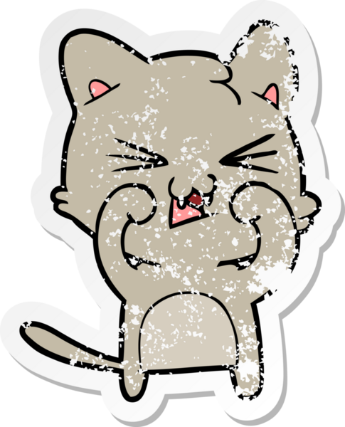 Bir insan tarafından çizilmiş bir karikatür tıslayan kedinin sıkıntılı çıkartması.