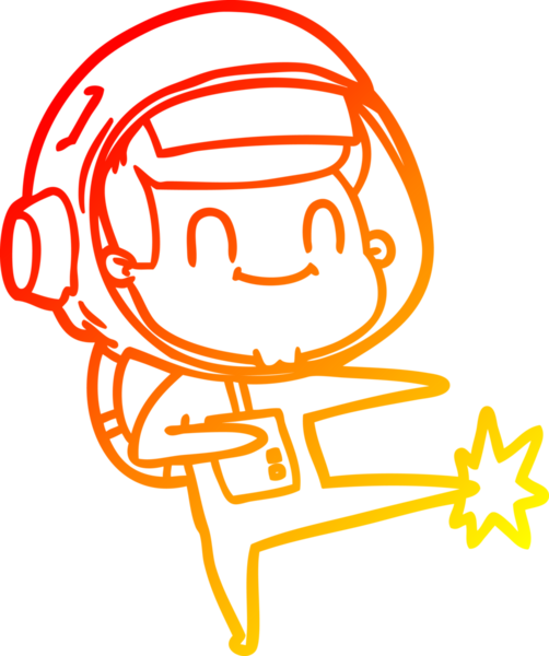 Bir insan tarafından çizilmiş mutlu bir astronotun sıcak çizgi çizimi