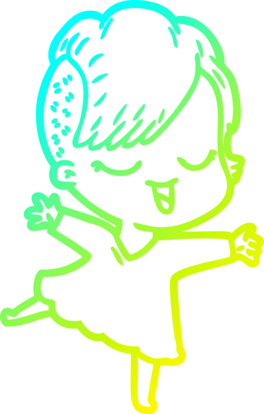 Bir insan tarafından çizilmiş mutlu çizgi film kızı çizimi.