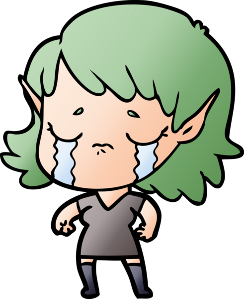 Bir insan tarafından çizilmiş ağlayan elf kızı.