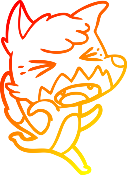 Bir insan tarafından çizilmiş kızgın bir tilkinin sıcak çizgi çizimi