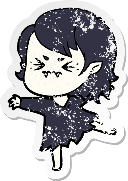 Bir insan tarafından çizilmiş rahatsız bir vampir kızın sıkıntılı çıkartması.