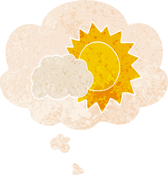 Düşünce baloncuğu ve grunge ile karikatür hava sıkıntılı retro tarzı bir insan tarafından çizilmiş