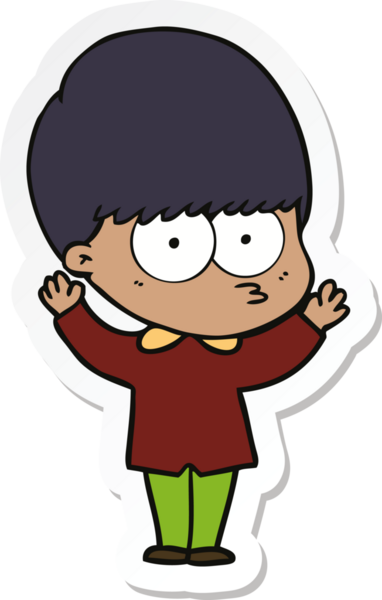 Bir insan tarafından çizilmiş sinirli bir çizgi film çocuğunun çıkartması.