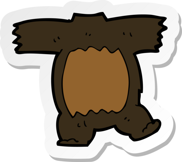 Bir insan tarafından çizilmiş karikatür siyah ayı vücudunun çıkartması.