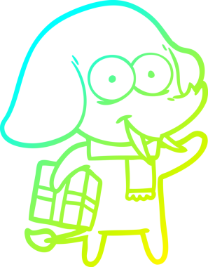 Bir insan tarafından çizilmiş mutlu bir filin soğuk gradyan çizgisi.