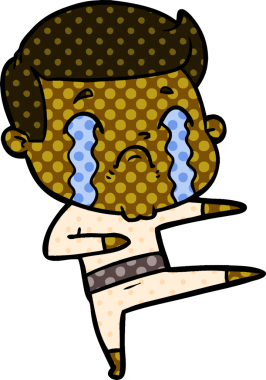 Bir insan tarafından çizilmiş ağlayan çizgi film adamı.