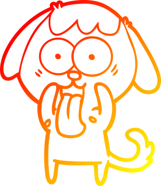 Bir insan tarafından çizilmiş sevimli bir köpeğin sıcak çizgi çizgisi.