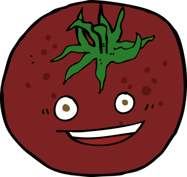 Bir insan tarafından çizilmiş domates çizgi filmi.