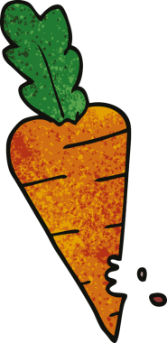 Bir insan tarafından çizilmiş ısırık izleri olan karalama havucu.