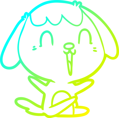 Bir insan tarafından çizilmiş ağlayan şirin bir köpeğin soğuk gradyan çizimi.