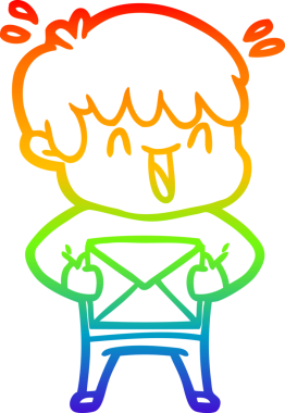 Gökkuşağının gradyan çizimi bir insan tarafından çizilmiş bir çizgi film karakteri.