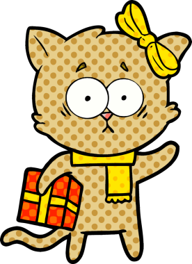 Bir insan tarafından çizilmiş çizgi film kedisi.