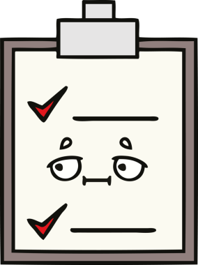 Bir insan tarafından çizilmiş kontrol listesinin sevimli karikatürü