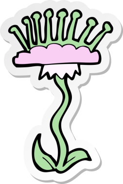 Bir insan tarafından çizilmiş karikatür çiçeğinin çıkartması.