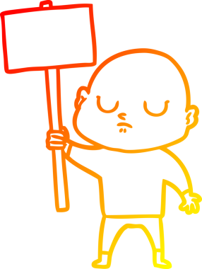 Bir insan tarafından çizilmiş kel bir adamın sıcak çizgi çizimi.