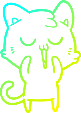 Bir insan tarafından çizilmiş bir çizgi film kedisinin soğuk gradyan çizgisi.