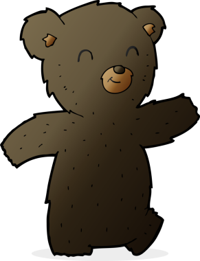 Bir insan tarafından çizilmiş sevimli çizgi film kara ayısı.