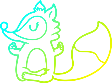 Bir insan tarafından çizilen bir tilki çizgi filminin soğuk gradyan çizimi