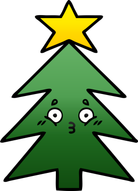 Bir insan tarafından çizilmiş bir noel ağacının gölgeli karikatürü.