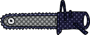 Bir insan tarafından çizilmiş zincir testerenin karikatürü.