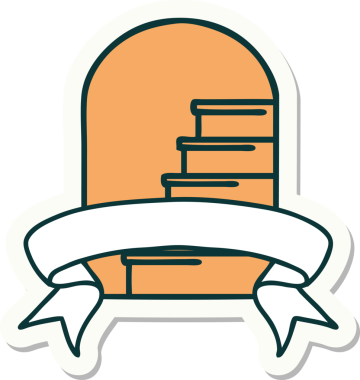 Bir insan tarafından çizilen adımlara kapı aralığı olan dövme stili çıkartması