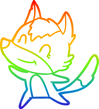 Gökkuşağı gradyan çizgisi. Bir insan tarafından çizilmiş dost bir kurt çizgi filmi.