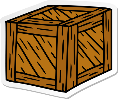 Bir insan tarafından çizilmiş ahşap bir sandığın el yazısı karikatürü.