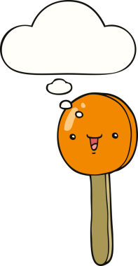 Bir insan tarafından çizilmiş düşünce balonlu çizgi film lolipopu.