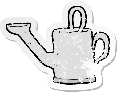 Bir insan tarafından çizilmiş sulama kutusunun gerilimli yapıştırması.