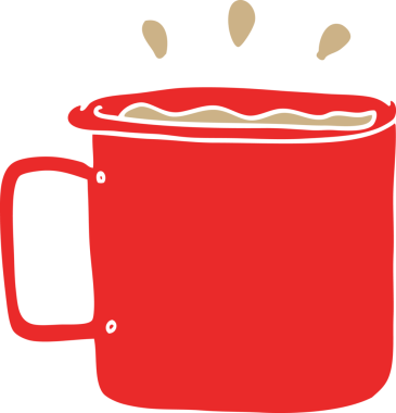 Bir insan tarafından çizilmiş düz renkli karikatür kamp kahvesi.