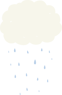 Bir insan tarafından çizilmiş düz renk çizgi film yağmur bulutu