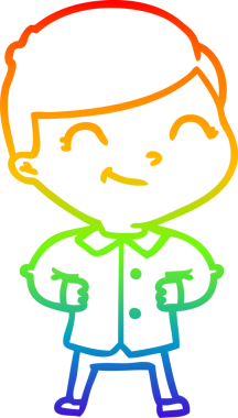 gökkuşağı gradyan çizgi çizimi bir insan tarafından çizilmiş kalça üzerinde elleri olan bir çizgi film çocuğu