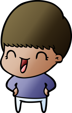 Bir insan tarafından çizilmiş mutlu çizgi film çocuğu.