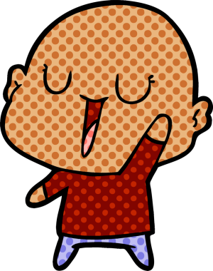 Bir insan tarafından çizilmiş mutlu, kel adam.