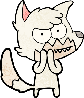 Bir insan tarafından çizilmiş sırıtan tilki çizgi filmi.